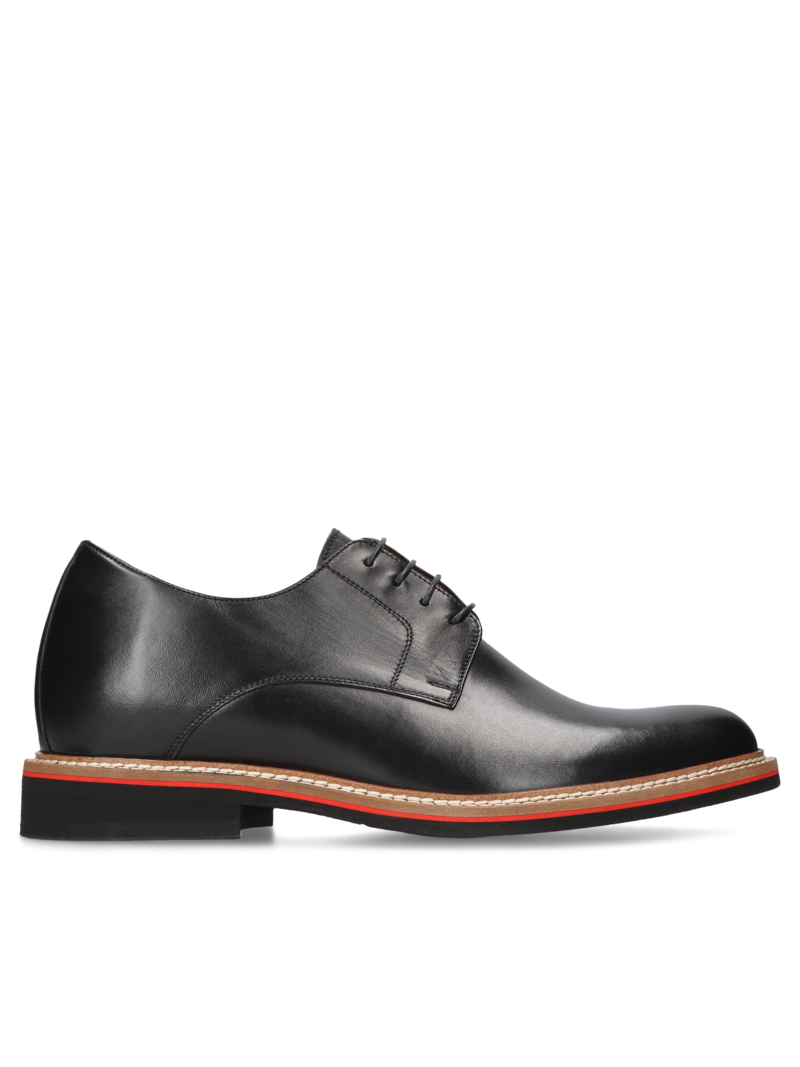 Black elevator shoes Bruce +7 cm, Conhpol - Polish production, Elevator shoes, CH6287-01, Konopka Shoes