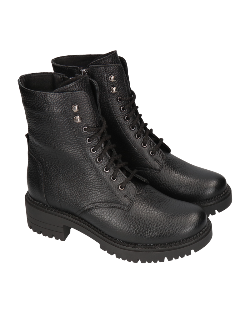 Black boots Linda, Conhpol Relax - Polish production, Biker & worker boots, RK2707-01, Konopka Shoes