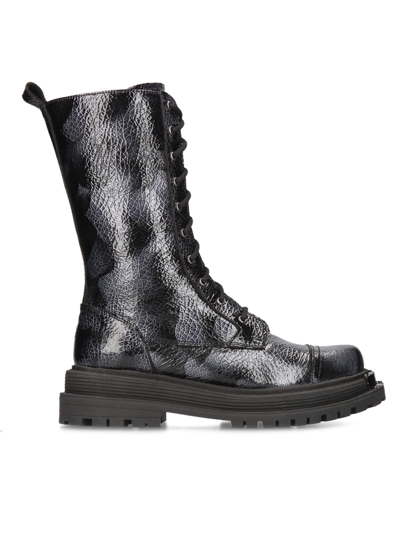 Black boots Peppy, Conhpol Relax - Polish production, Biker & worker boots, RK2709-02, Konopka Shoes