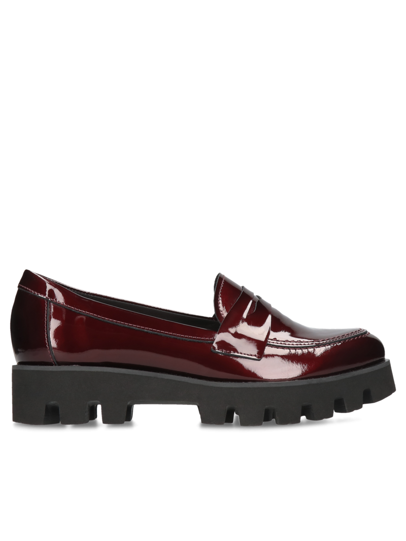 Maroon loafers Liliana, Conhpol Relax - Polish production, Moccasins & loafers, RE2653-03, Konopka Shoes