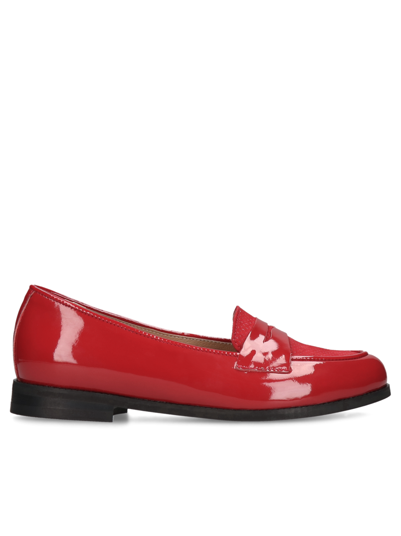 Red loafers Julia, Conhpol Relax - Polish production, Moccasins & loafers, RE2664-02, Konopka Shoes