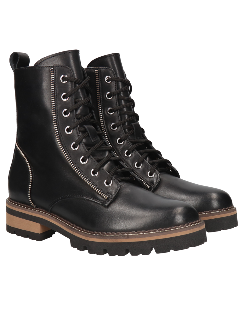 Black boots Karola, Conhpol Bis - Polish production, Biker & worker boots, BK5726-01, Konopka Shoes