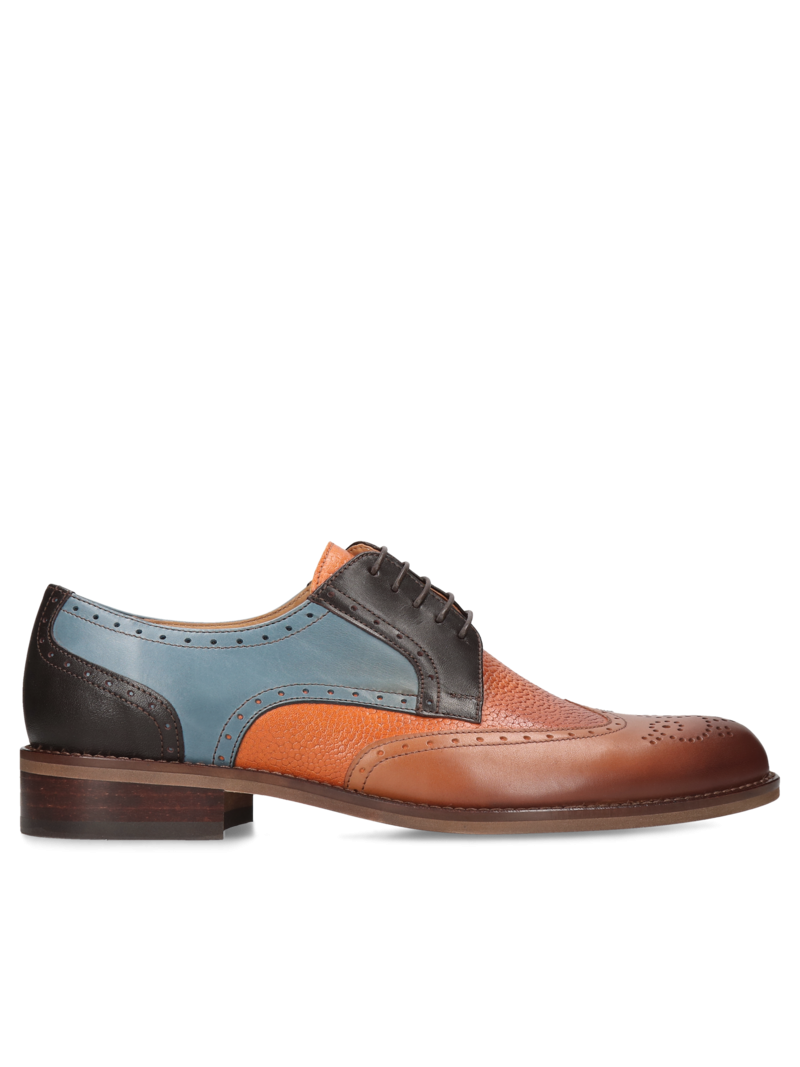 Brown and blue causal, shoes Oscar, Conhpol - Polish production, Brogues, CE6327-01, Konopka Shoes