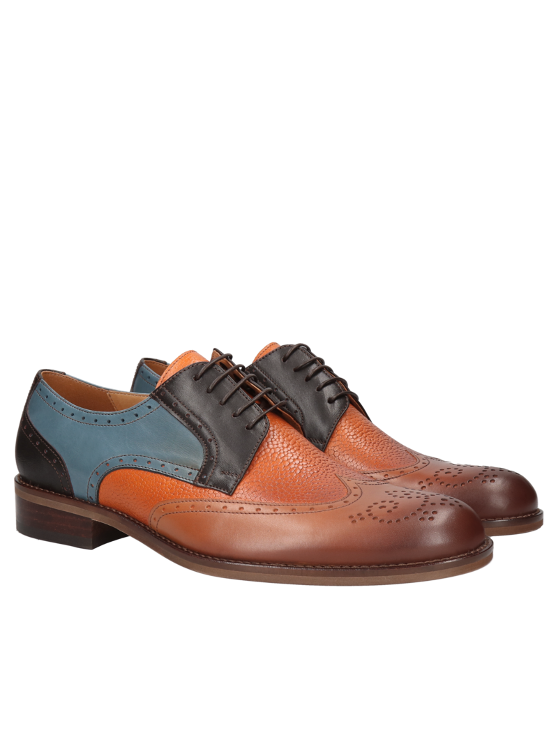 Brown and blue causal, shoes Oscar, Conhpol - Polish production, Brogues, CE6327-01, Konopka Shoes