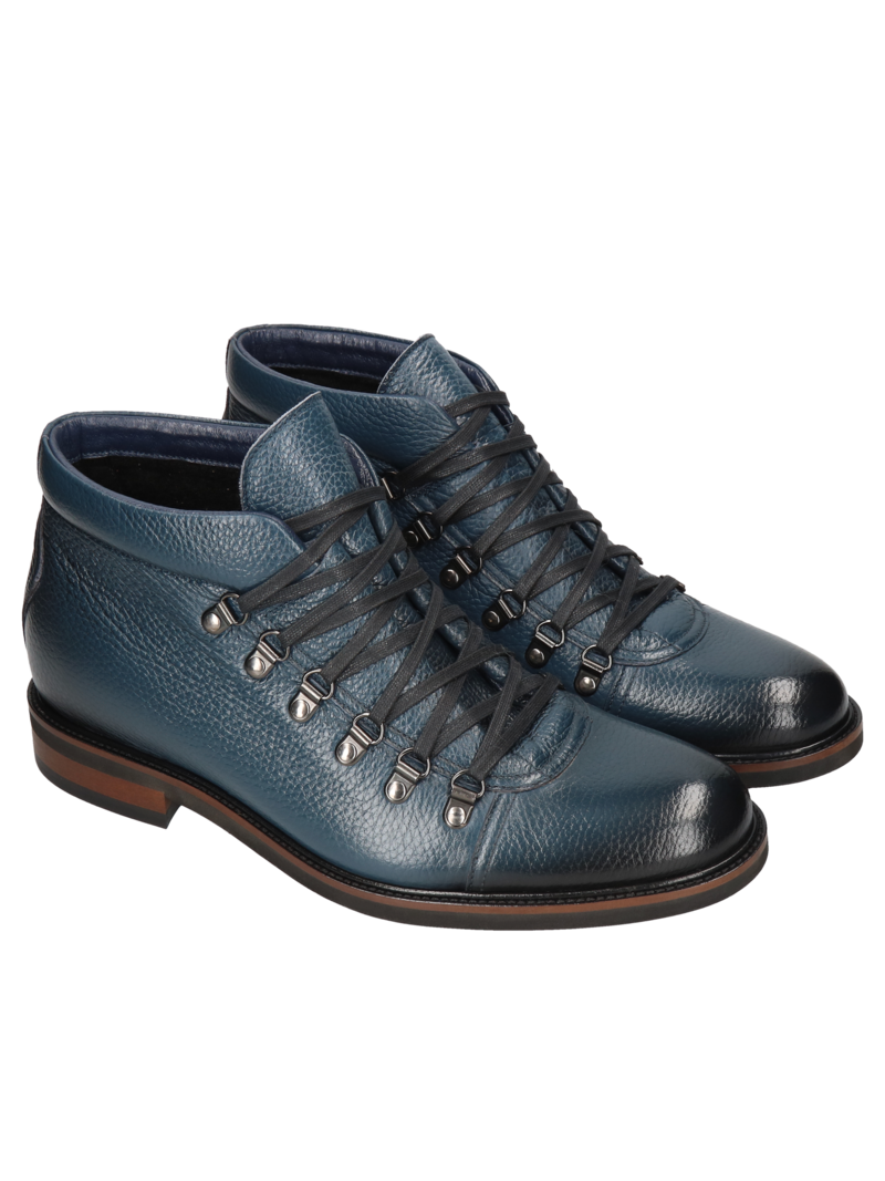 Navy blue elevator shoes Brus II +7 cm, Conhpol - Polish manufacturer ...