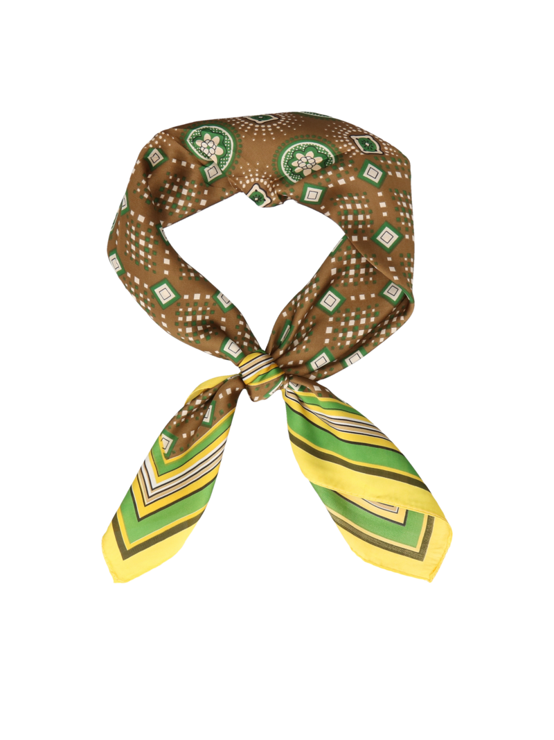 Airy, green and yellow satin women's scarf, neckerchief, AL0056-01, Konopka Shoes
