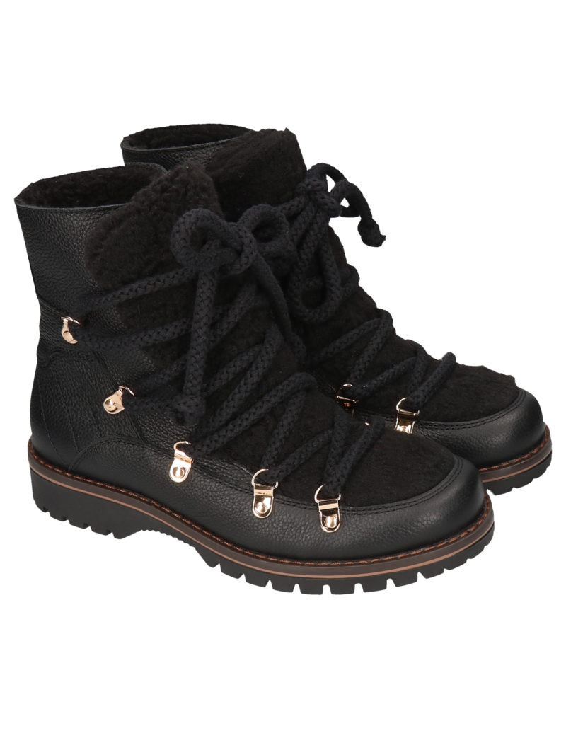 Black boots Lise, Kampa - Polish production, Biker & worker boots, KK0001-01, Konopka Shoes