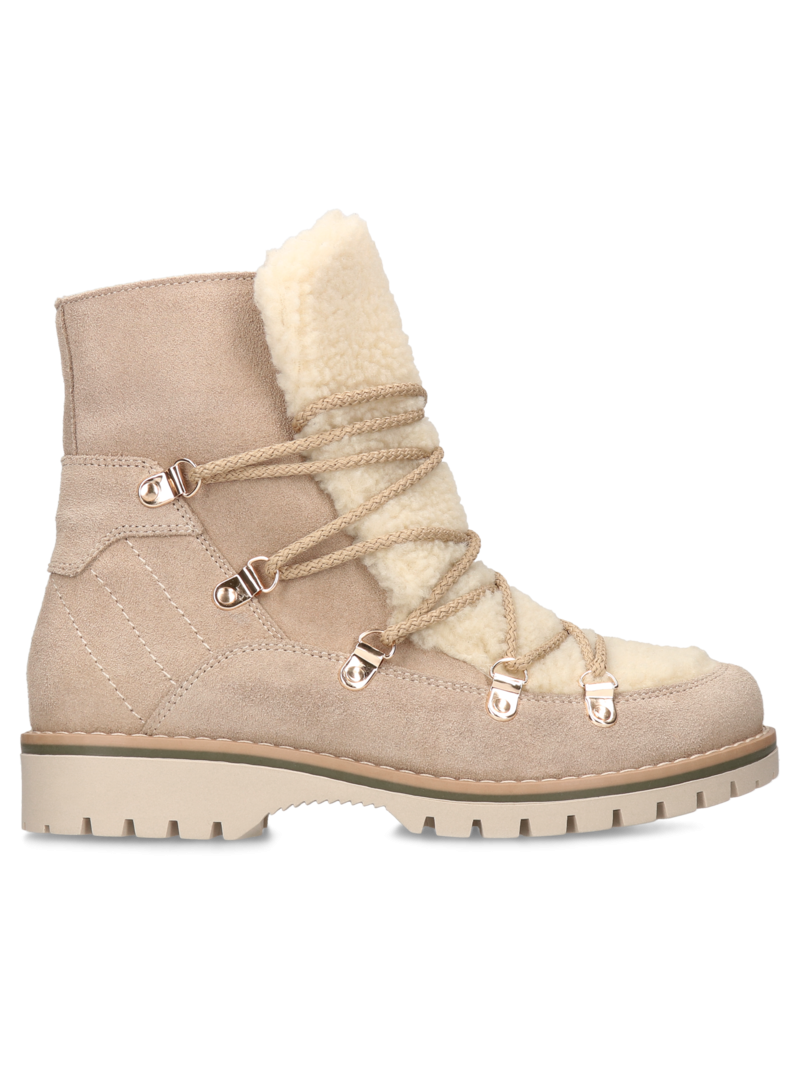 Beige boots Lise, Kampa - polish producton, Biker & worker boots, KK0001-02, Konopka Shoes