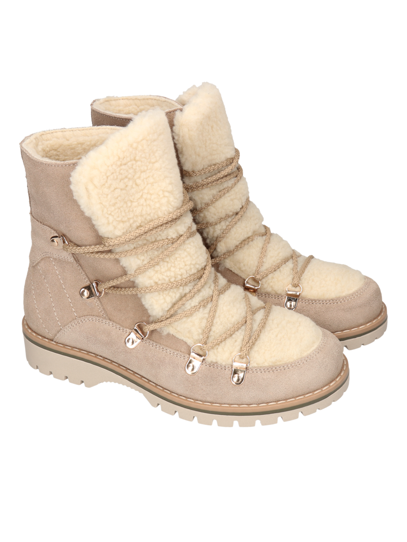 Beige boots Lise, Kampa - polish producton, Biker & worker boots, KK0001-02, Konopka Shoes