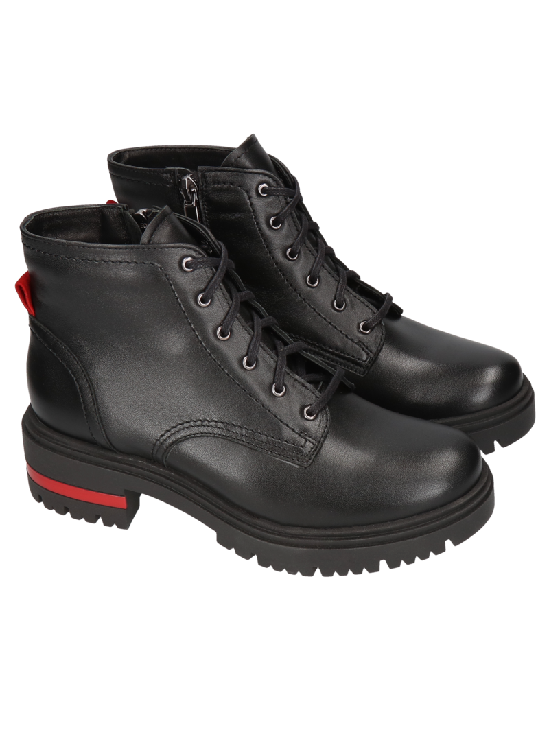 Black boots Linda, Conhpol Relax - Polish production, Biker & worker boots, RK2728-01, Konopka Shoes
