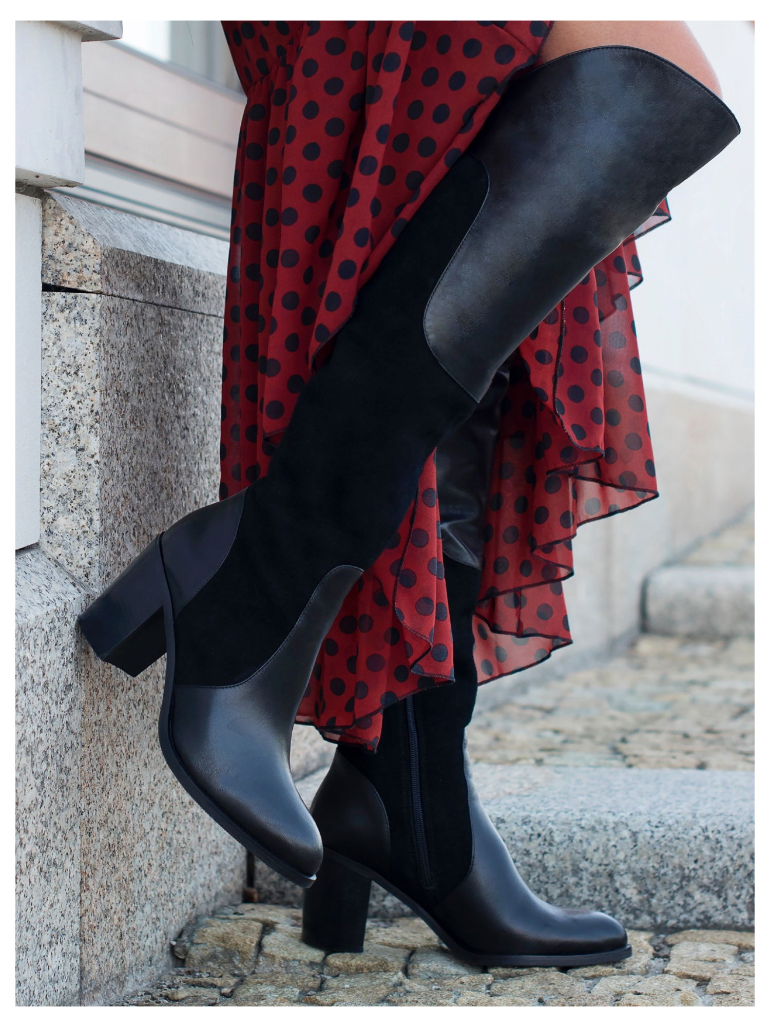 Black boots Bianca, Conhpol Bis - Polish production, Knee
