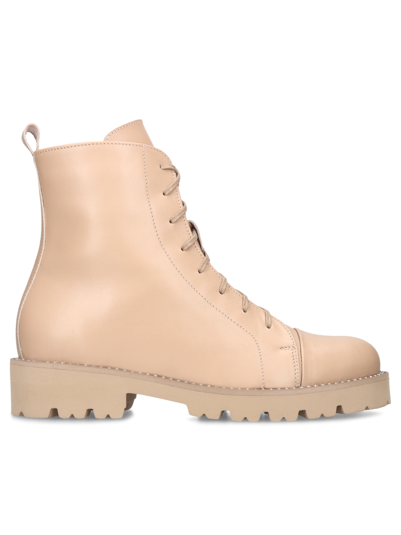 Beige boots Adelin, Conhpol Bis - Polish production, Biker & worker boots, BK5722-01, Konopka Shoes