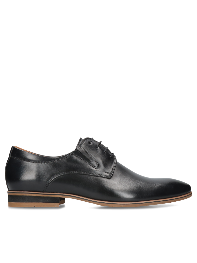 Black elegant, shoes Jacob, Conhpol - Polish production, Derby, CE0101-03, Konopka Shoes