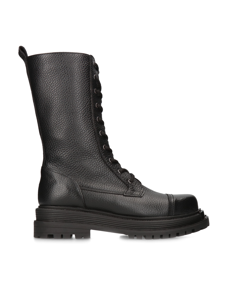 Black boots Peppy, Conhpol Relax - Polish production, Biker & worker boots, RK2709-01, Konopka Shoes