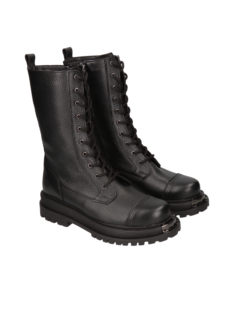 Black boots Peppy, Conhpol Relax - Polish production, Biker & worker boots, RK2709-01, Konopka Shoes