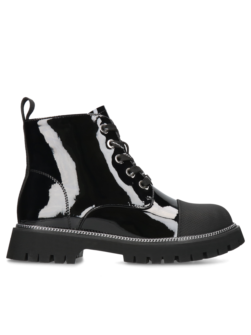 Black boots Angela, Biker & worker boots, HK0143-01, Konopka Shoes