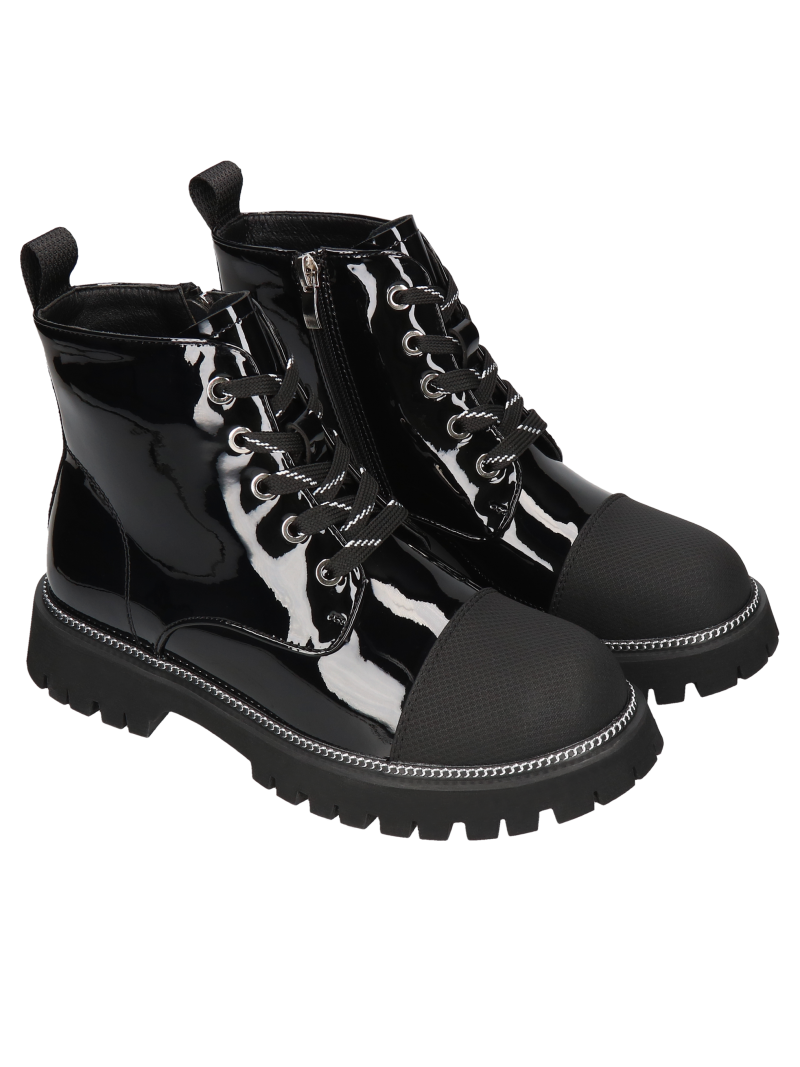 Black boots Angela, Biker & worker boots, HK0143-01, Konopka Shoes