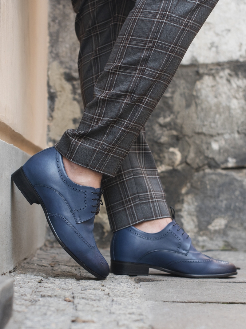 Navy blue elevator shoes Dustin +7 cm, Conhpol, Konopka Shoes