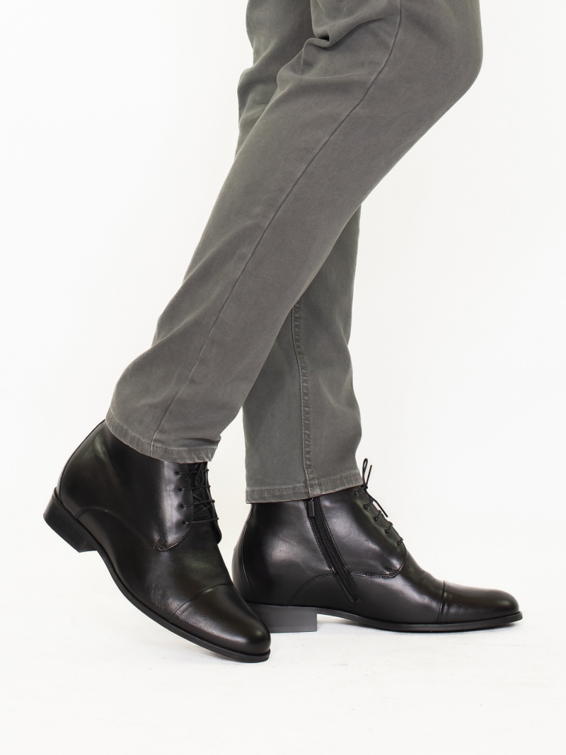 Black elevator shoes Brus II +7 cm, Conhpol - Polish production, Boots, CH6245-01, Konopka Shoes