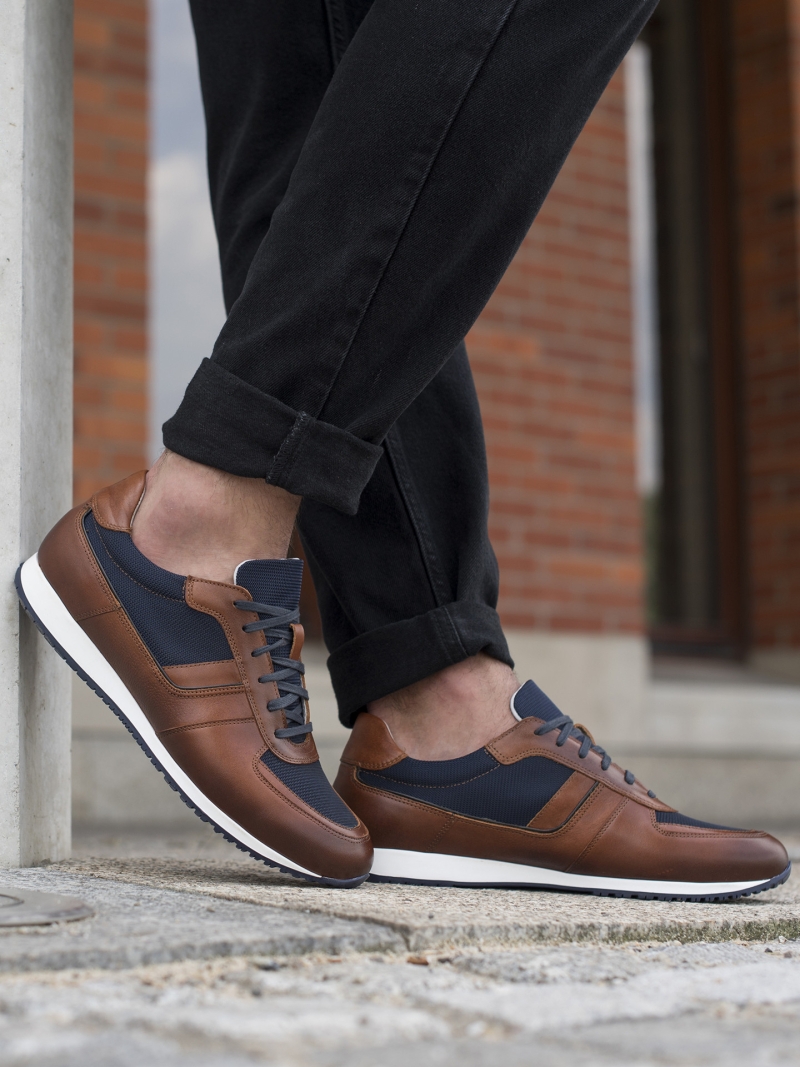 Brown and navy blue shoes Cillian, Conhpol Dynamic - Polish production, SD2576-01, Sneakers, Konopka Shoes