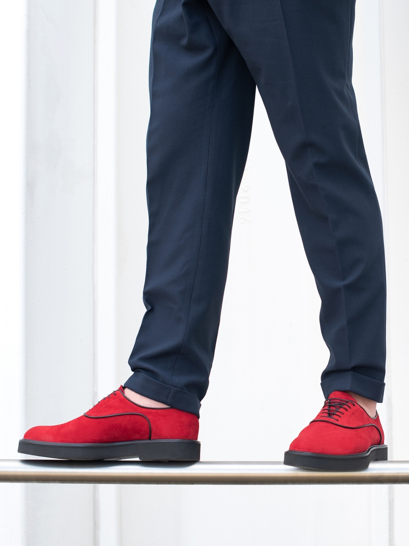 Red casual, shoes Elon, Conhpol - Polish production, Oxfordy, CE6333-02, Konopka Shoes