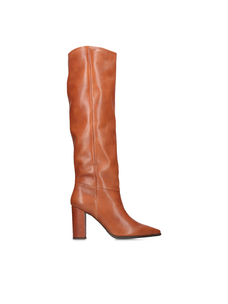 Brown long boots Angela, Conhpol Bis - Polish production, Knee high boots, BI5737-01, Konopka Shoes