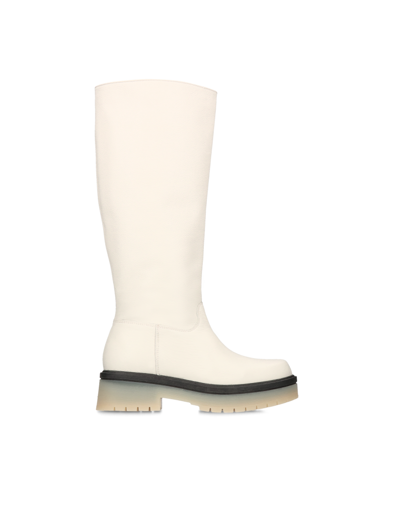 Beige boots Daimosa, Conhpol Bis - Polish production, Knee high boots, BI5736-01, Konopka Shoes