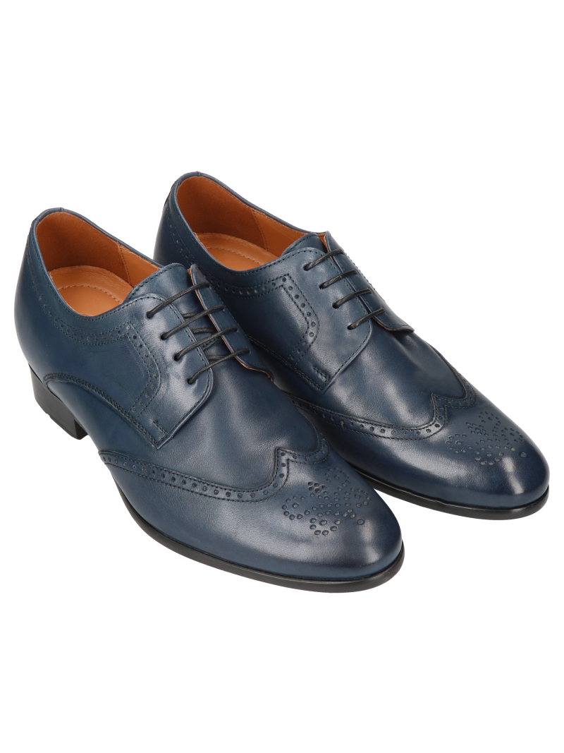 Navy blue elevator shoes Dustin +7 cm, Conhpol, Konopka Shoes