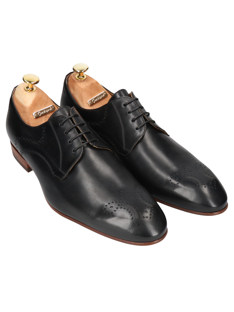 Black shoes Kevin - Gold Collection, Conhpol - Polish production, Derby, CG3553-02, Konopka Shoes