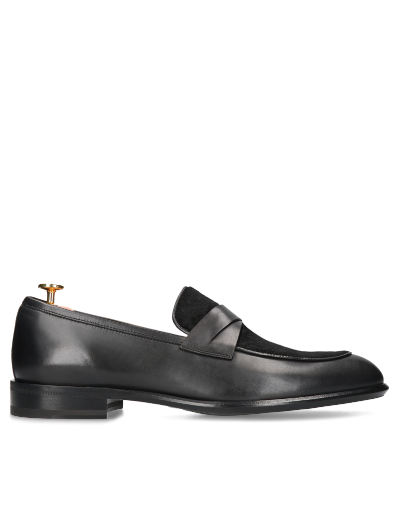 Black loafers William - Gold Collection, Conhpol - Polish production, Loafers & Moccasins, CG4449-01, Konopka Shoes
