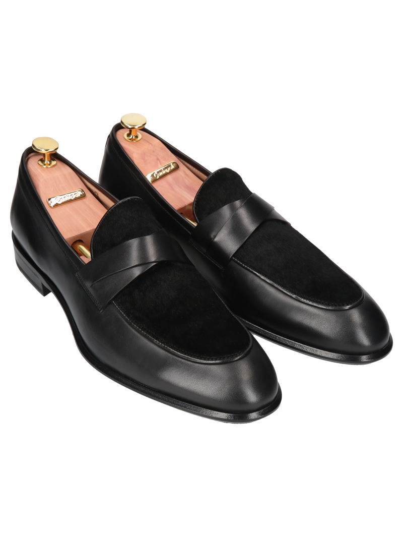 Elegant slip-on men's shoes made of premium grain leather, GOLD COLLECTION