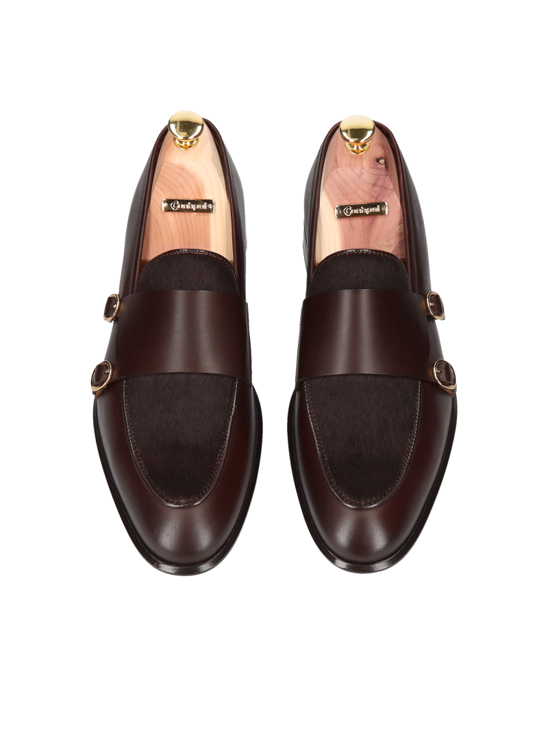 Exclusive men's full grain leather shoes William with natural hair nose