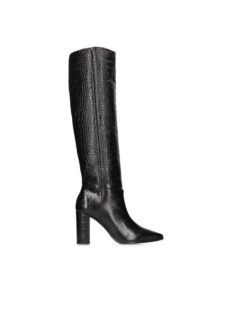 Black boots Angela, Conhpol Bis - Polish production, Knee high boots, BI5737-02, Konopka Shoes