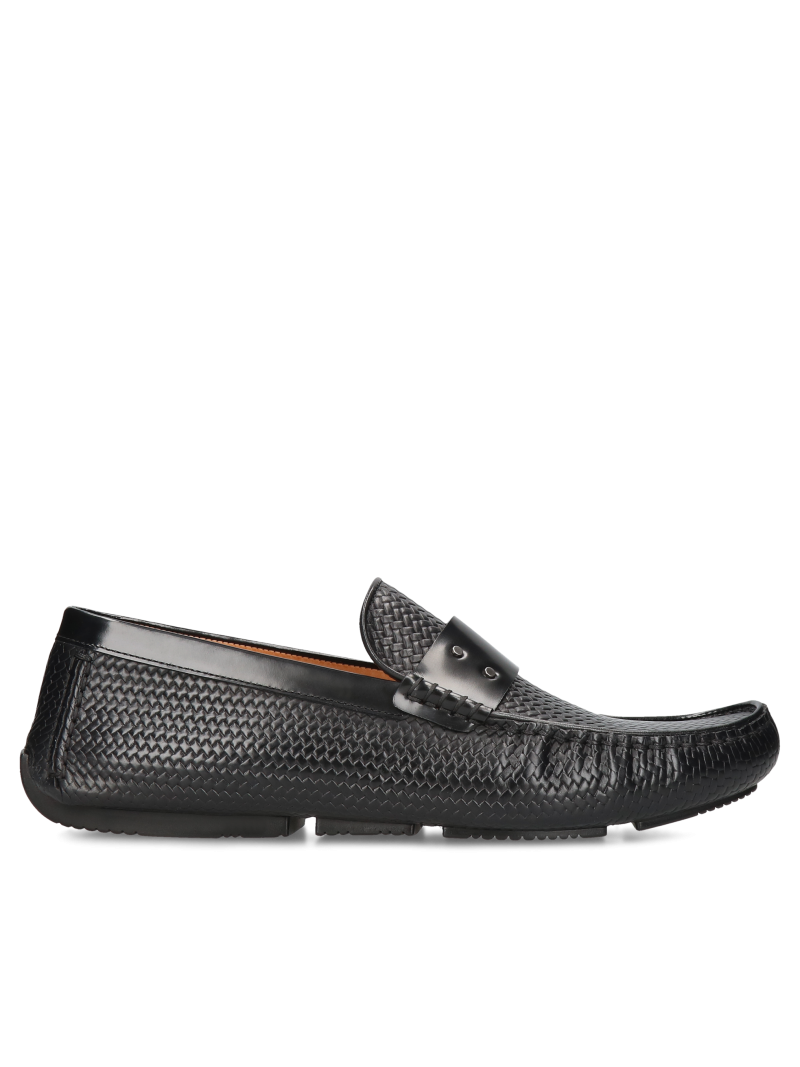 Black casual, moccasins Vincenzo, Conhpol- Polish production, Loafers & Moccasins, CE6339-02, Konopka Shoes