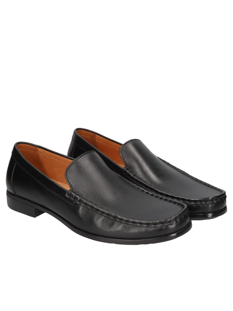 Black moccasins Adriano, Conhpol - Polish production, CE6341-01, Moccasins and loafers, Konopka Shoes