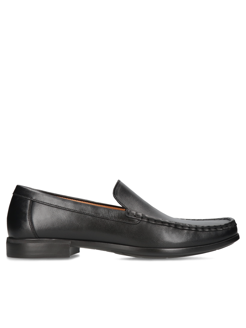 Black moccasins Adriano, Conhpol - Polish production, CE6341-01, Moccasins and loafers, Konopka Shoes