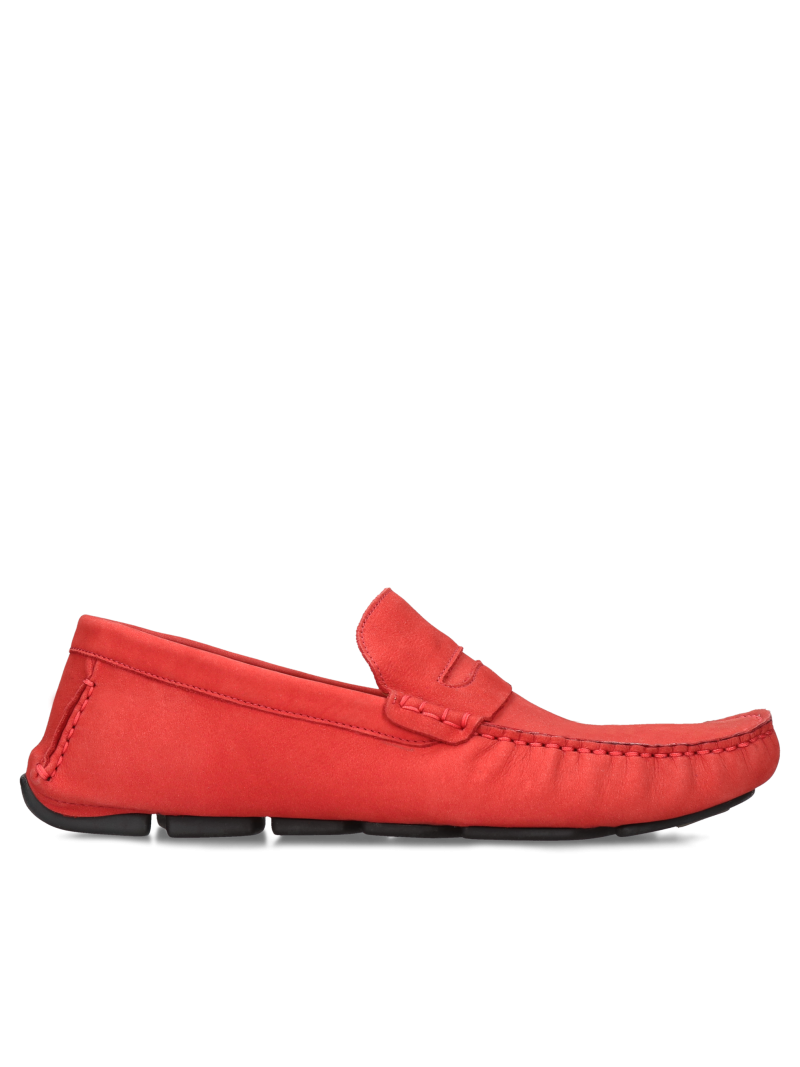 Red moccasins Alvaro, Conhpol Dynamic - Polish production, Loafers and moccasins, SD0194-08, Konopka Shoes