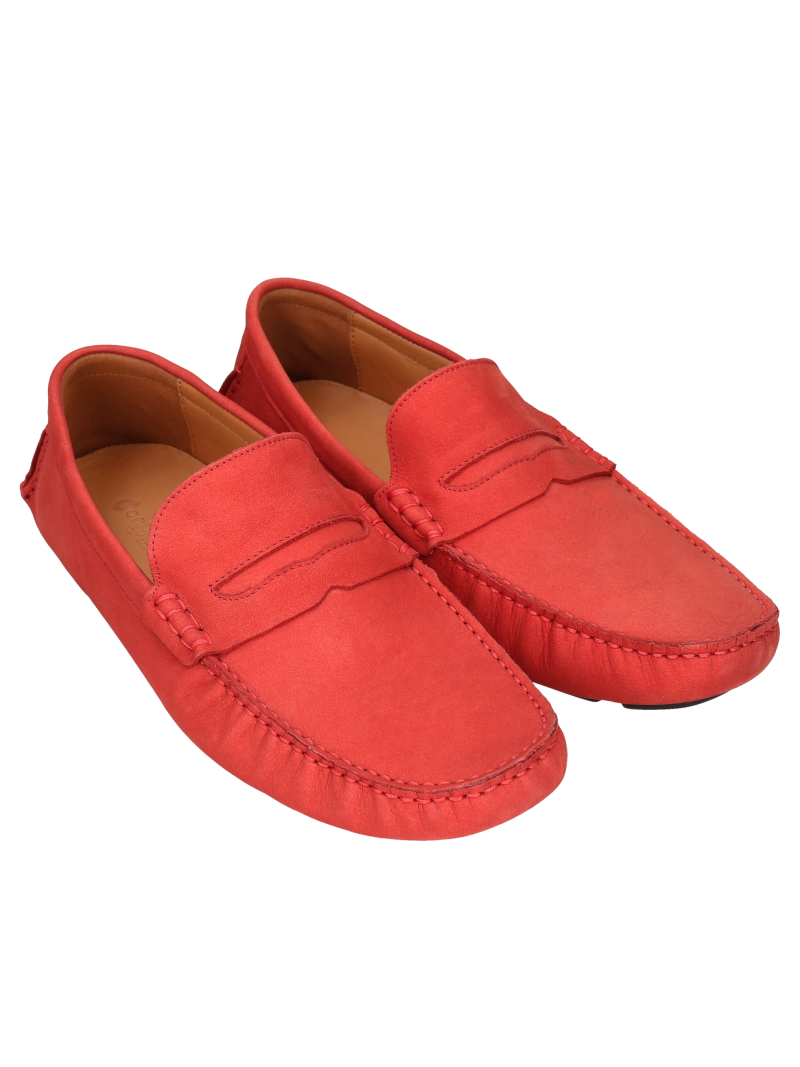 Red moccasins Alvaro, Conhpol Dynamic - Polish production, Loafers and moccasins, SD0194-08, Konopka Shoes