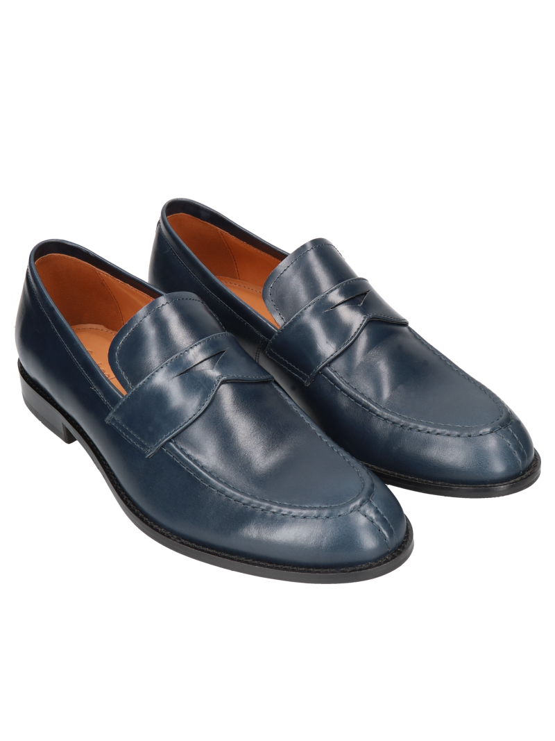 Navy blue casual loafers Lorenzo, Conhpol - polish production, CE6093-01, Loafers and moccasins, Konopka Shoes