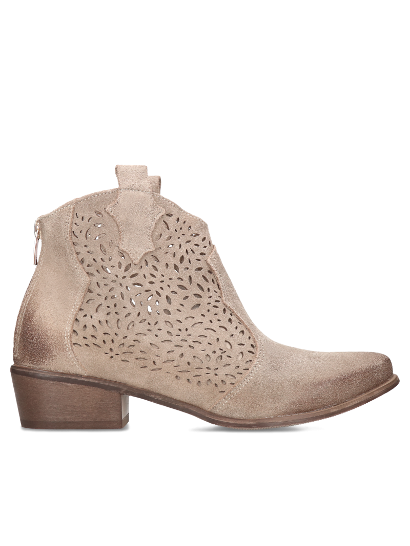 Beige boots Lisa, Cowboy, DU0018-01, Konopka Shoes