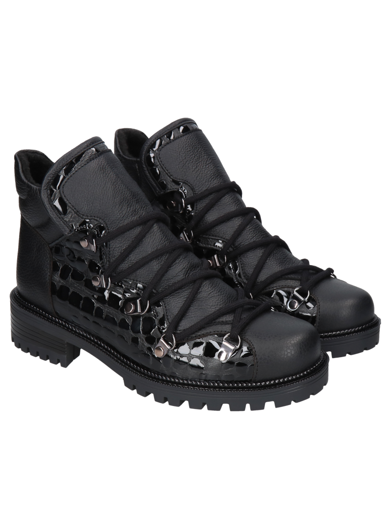 Black boots Peppy, Conhpol Relax - Polish production, Biker & worker boots, RK2710-01, Konopka Shoes