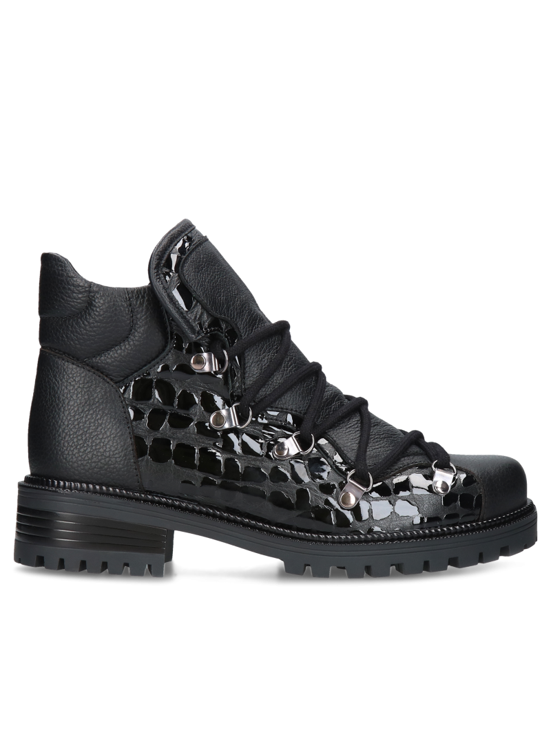 Black boots Peppy, Conhpol Relax - Polish production, Biker & worker boots, RK2710-01, Konopka Shoes