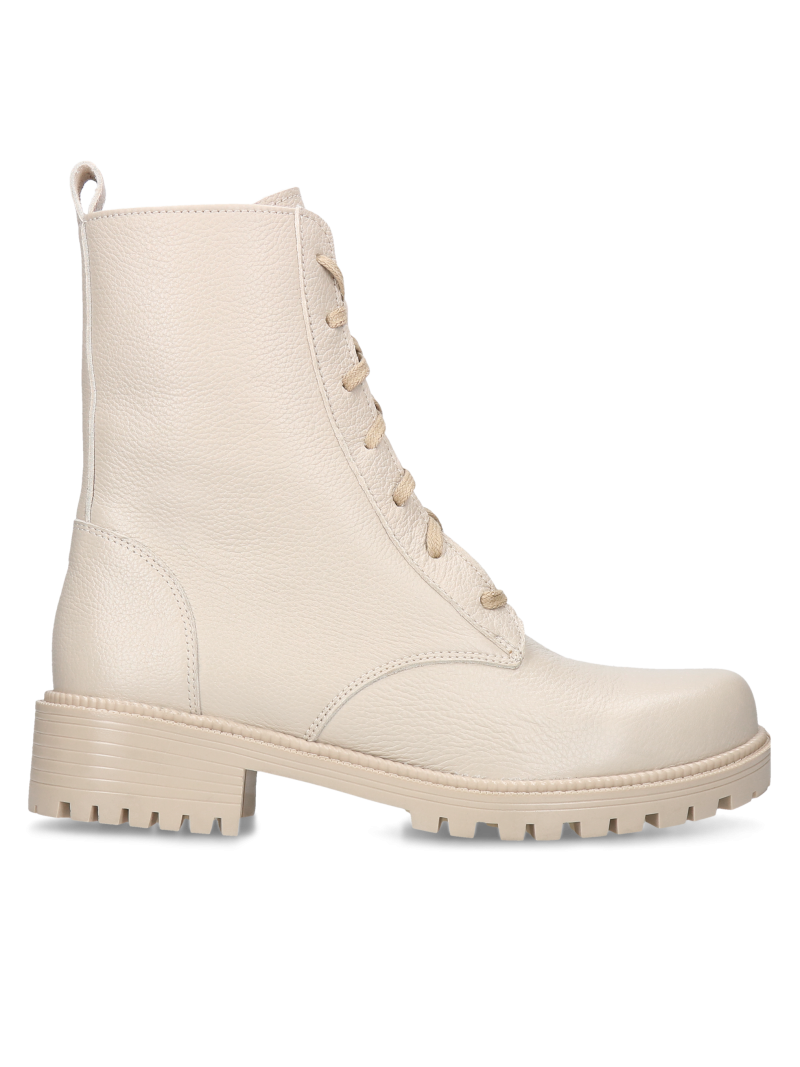 Beige boots Peppy, Conhpol Relax - polish production, Biker & worker boots, RE2613-04, Konopka Shoes