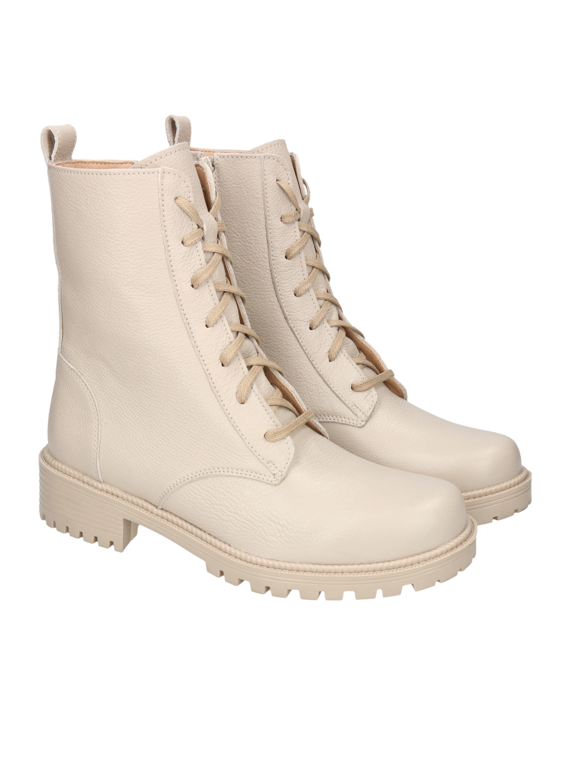 Beige boots Peppy, Conhpol Relax - polish production, Biker & worker boots, RE2613-04, Konopka Shoes