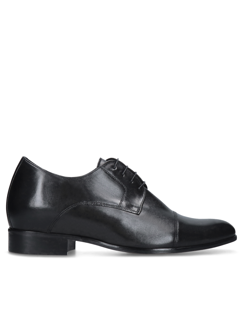 Black elevator shoes Bruce + 7 cm, Conhpol - Polish production, Derby, CH6319-01, Konopka Shoes