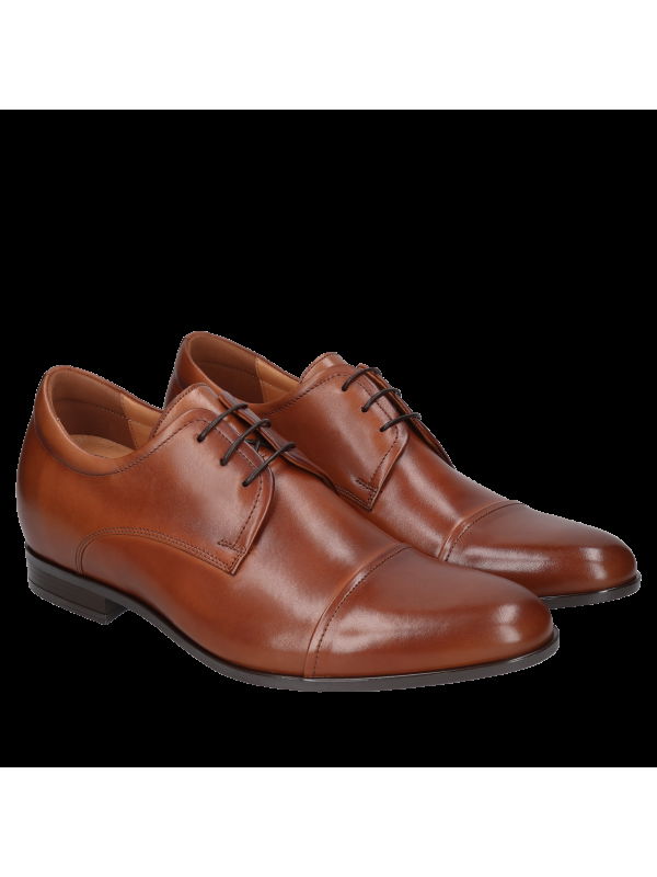 Brown elevator shoes Luis +7 cm, Conhpol - Polish production