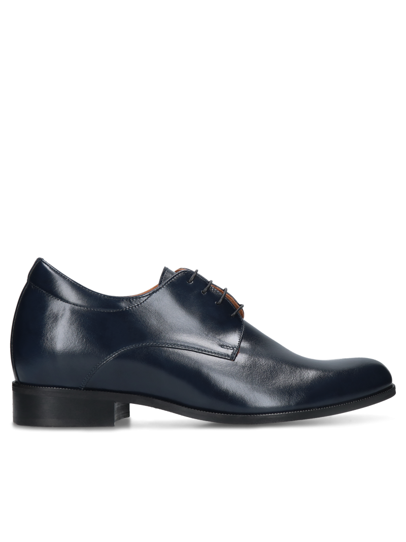Navy blue elevator shoes Bruce + 7 cm, Conhpol - Polish production, Derby, CH6350-01, Konopka Shoes