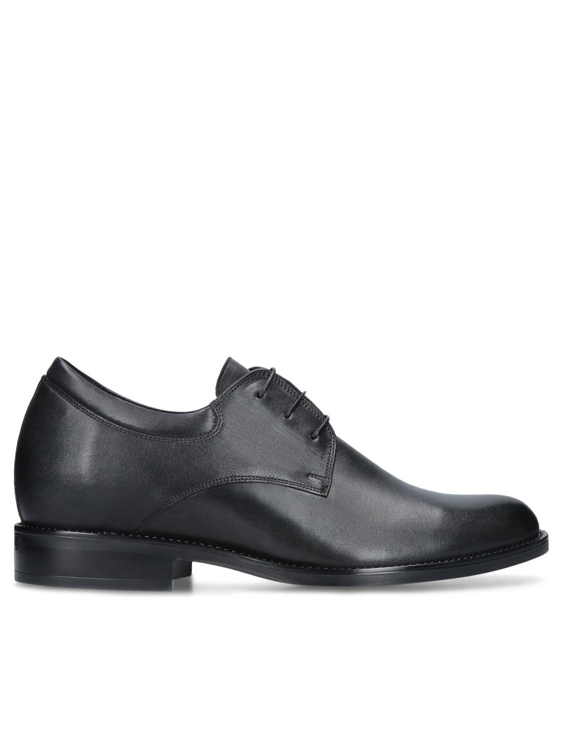 Black elevator shoes Bruce +7 cm, Conhpol - Polish production, Elevator shoes, CH0104-04, Konopka Shoes