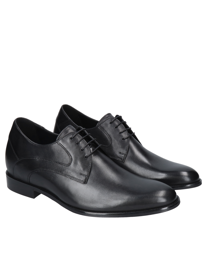 Black elevator shoes Bruce + 7 cm, Conhpol - Polish production, Derby, CH6343-02, Konopka Shoes