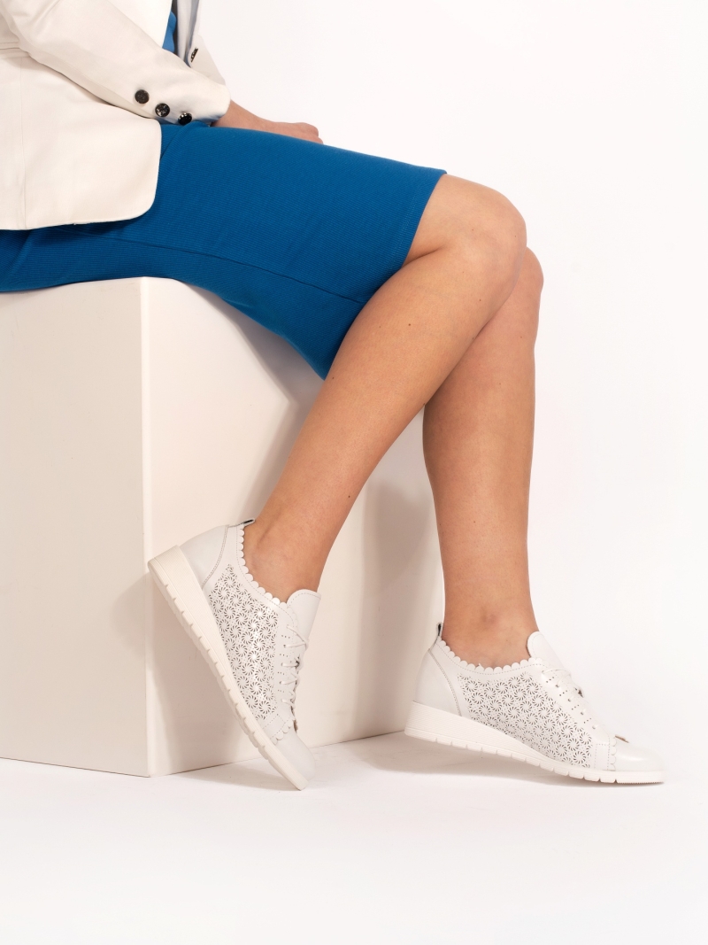White shoes Aylin, Conhpol Relax - Polish production, Sneakers, RE2747-02, Konopka Shoes